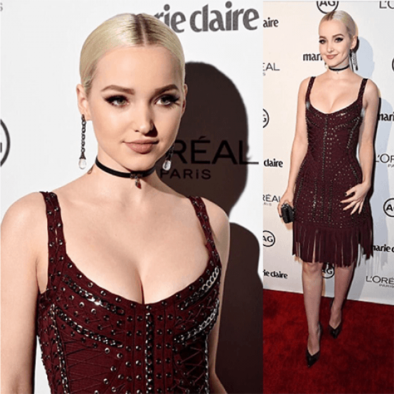 X DOVE CAMERON KNOWS HOW TO WORK A HERVE LEGER FROCK. SHE SHOWS OFF HER CURVES WITH OUR PERFECT WAIST CINCHER.